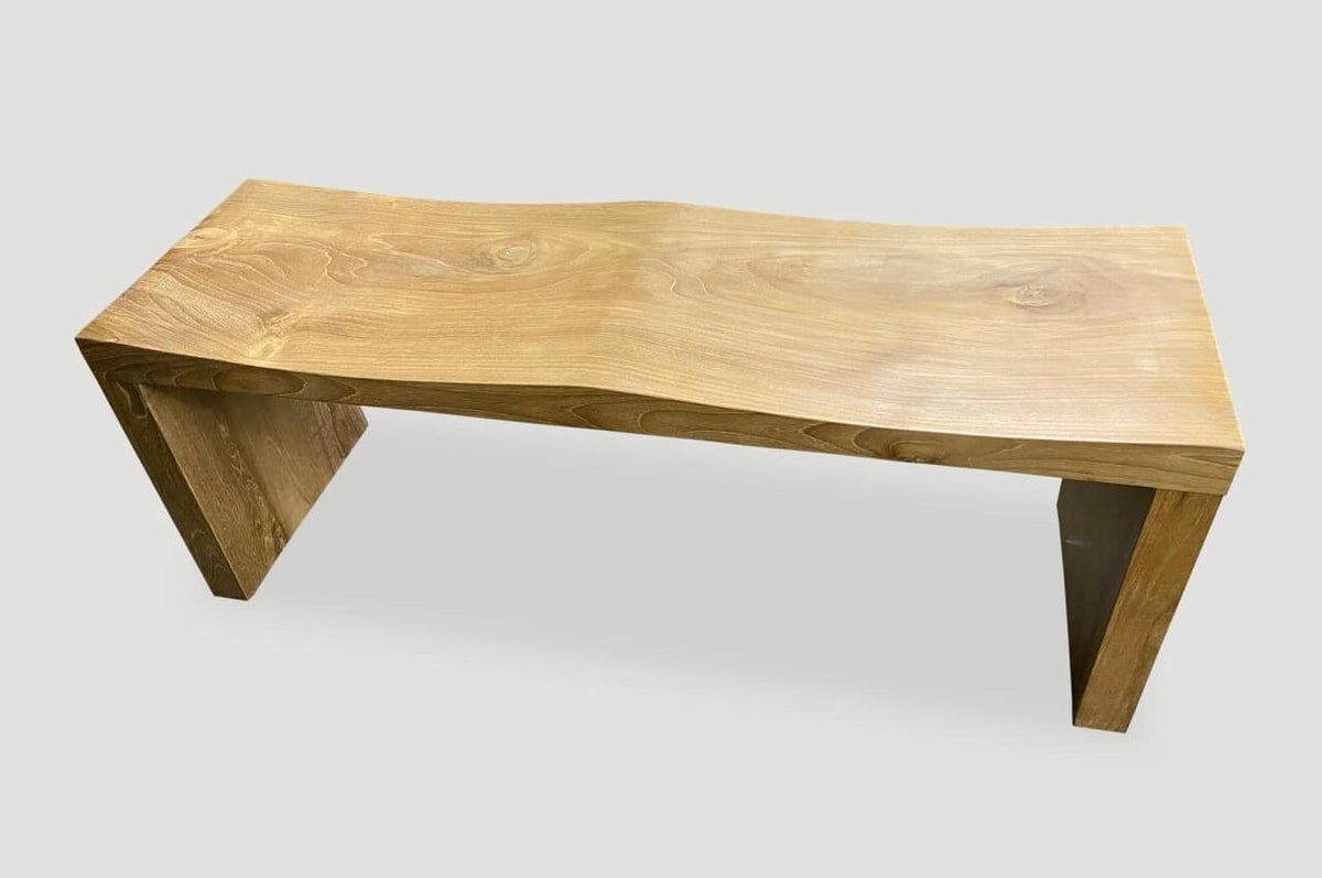 Natural Teak Wave Bench