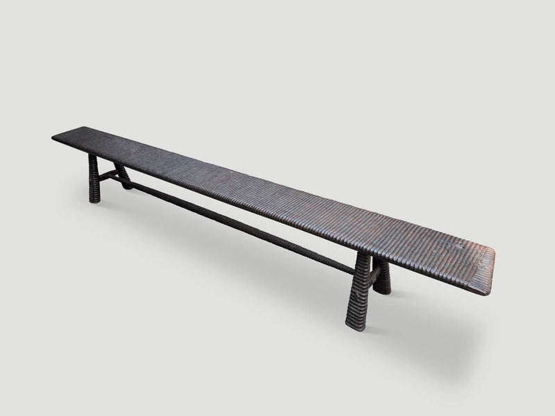 Impressive Minimalist Hand Carved Teak Bench