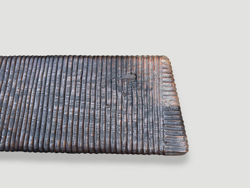 Impressive Minimalist Hand Carved Teak Bench
