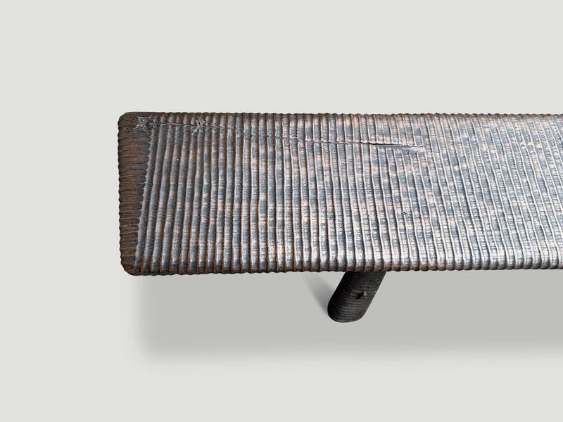 Impressive Minimalist Hand Carved Teak Bench