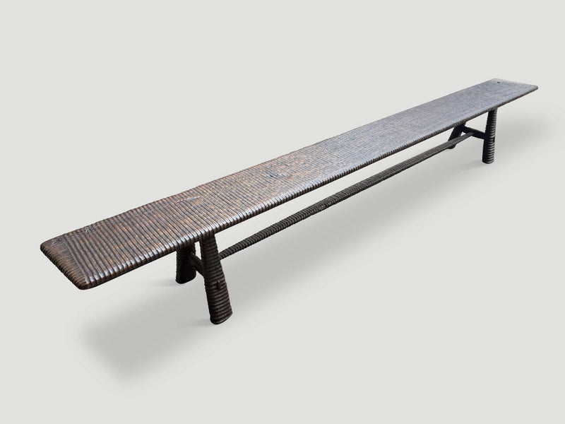 Impressive Minimalist Hand Carved Teak Bench