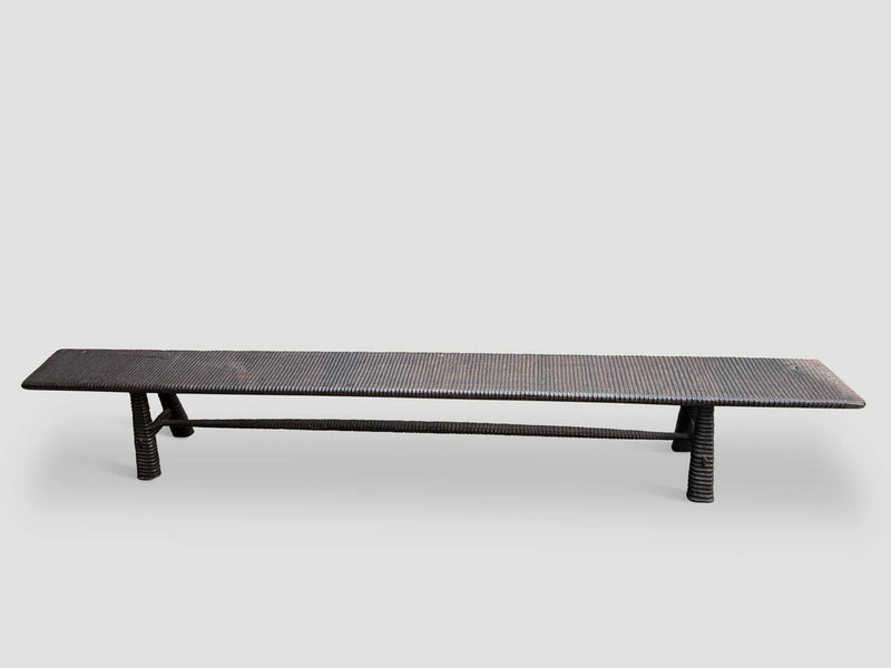 Impressive Minimalist Hand Carved Teak Bench
