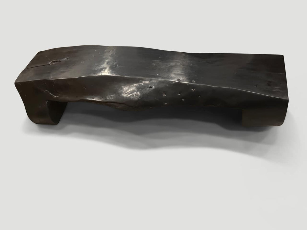Log Style Live Edge Charred Bench