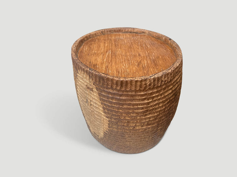 Hand Carved Container Or Side Table