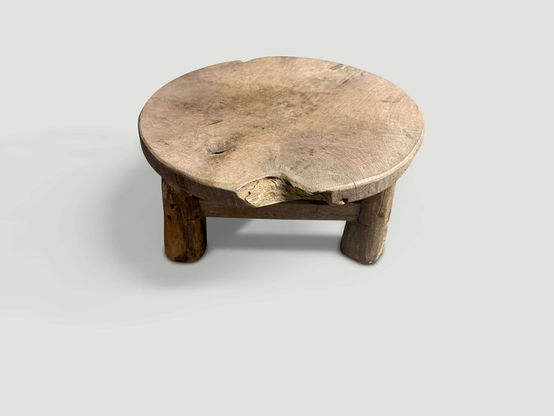 Antique Round Side Table or Stool