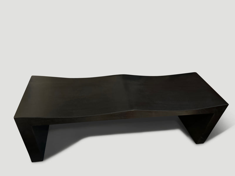 Charred Teak Wood Wave Bench