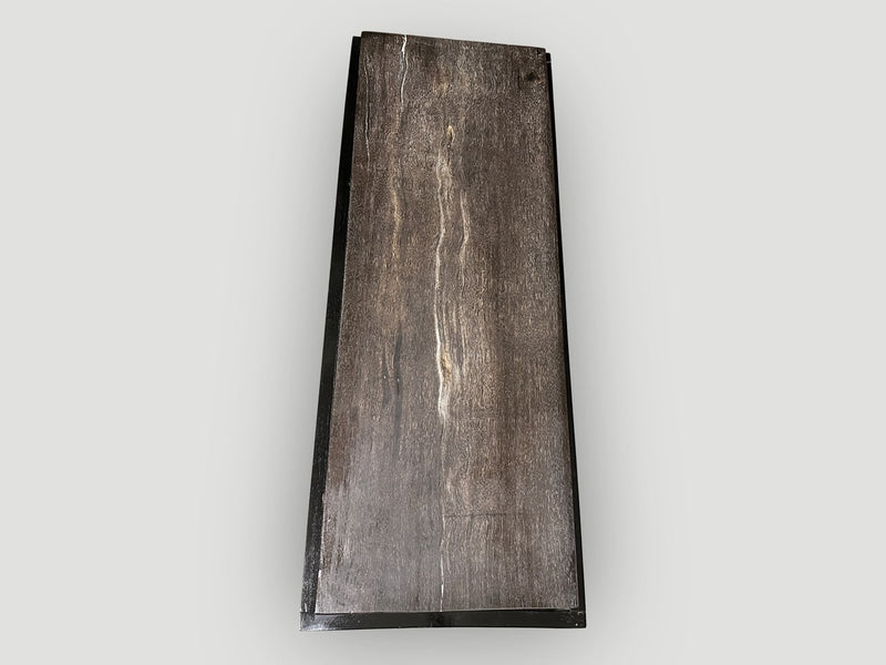 Petrified Wood Slab with Minimalist Teak Base