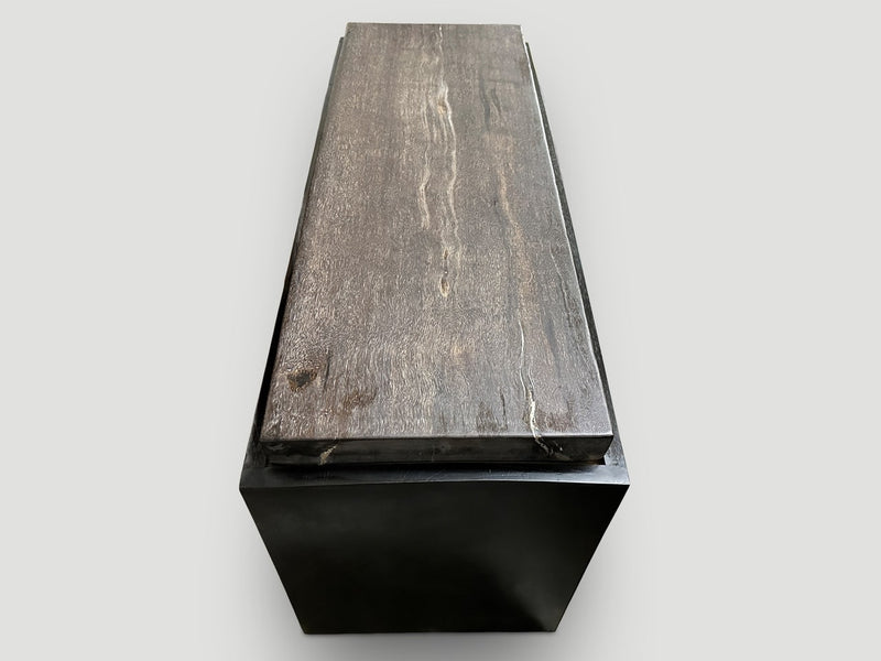 Petrified Wood Slab with Minimalist Teak Base