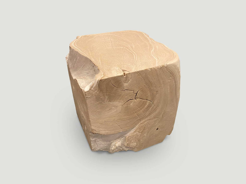 Sculptural Bleached Teak Side Table