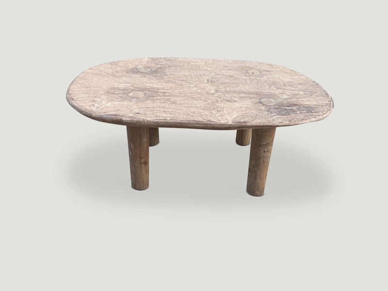 Oval Low Bleached Side Table