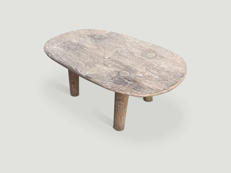 Oval Low Bleached Side Table