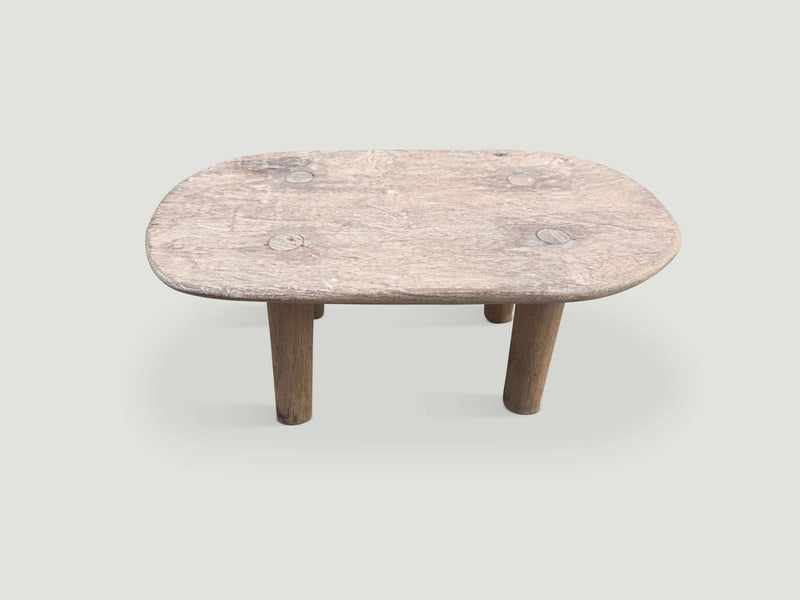 Oval Low Bleached Side Table
