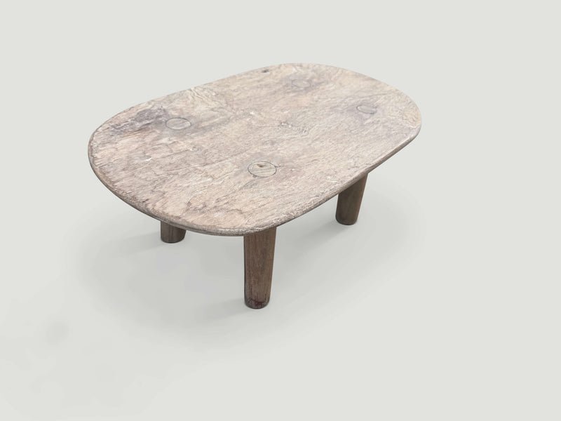 Oval Low Bleached Side Table