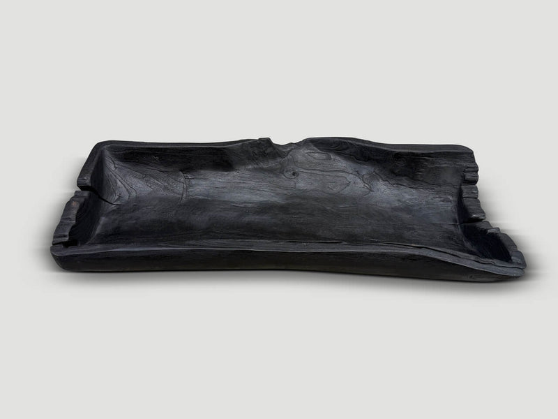 Sculptural Charred Teak Wood Vessel