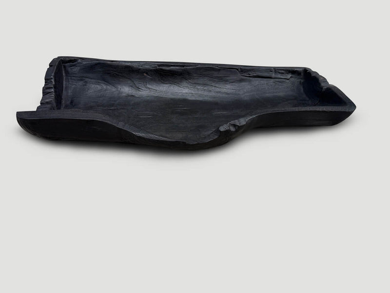 Sculptural Charred Teak Wood Vessel