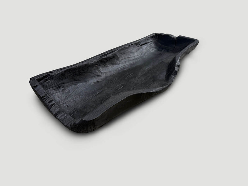 Sculptural Charred Teak Wood Vessel