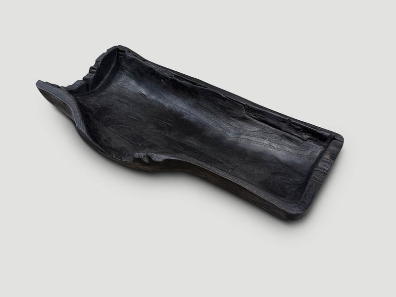 Sculptural Charred Teak Wood Vessel
