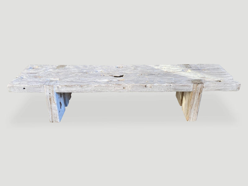St. Barts Bleached Teak Wood Bench