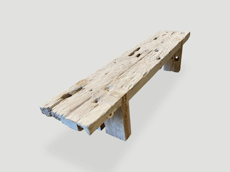 St. Barts Bleached Teak Wood Bench