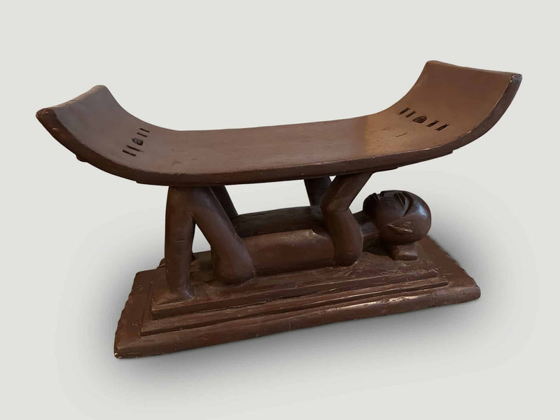 Antique Ashanti Stool with a Hand Carved Monk