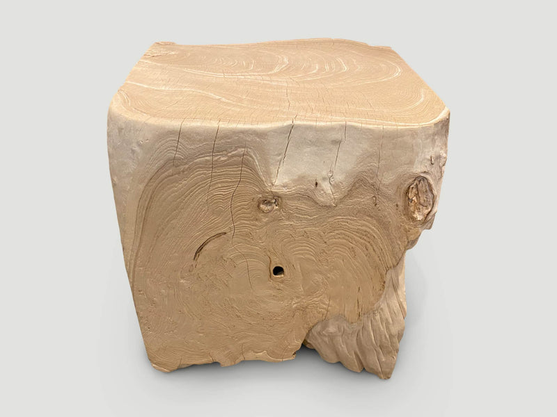 Sculptural Bleached Teak Side Table
