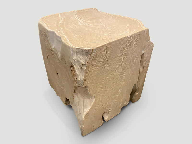 Sculptural Bleached Teak Side Table