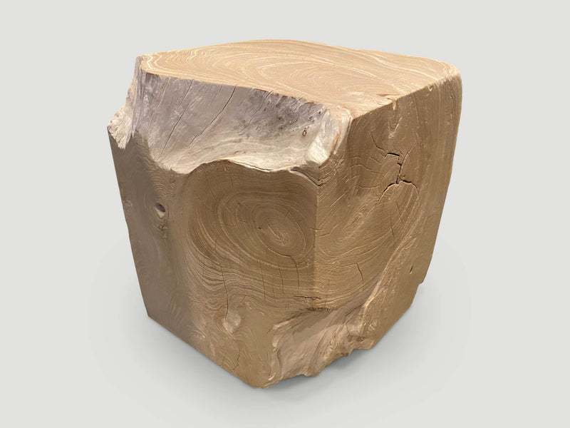 Sculptural Bleached Teak Side Table