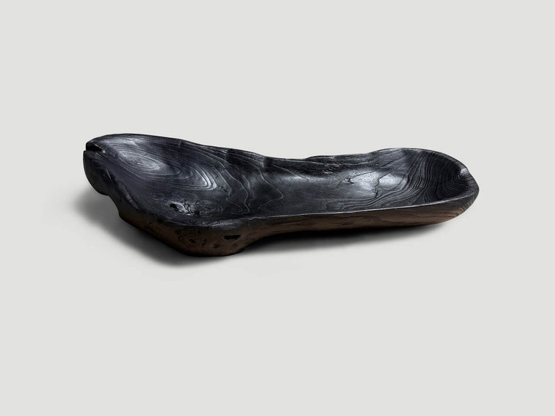 Sculptural Charred Teak Wood Vessel
