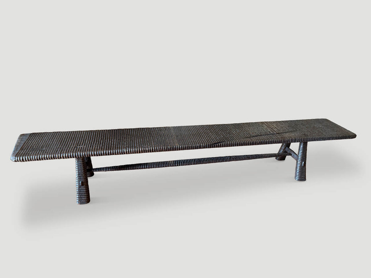 Impressive Minimalist Hand Carved Teak Bench