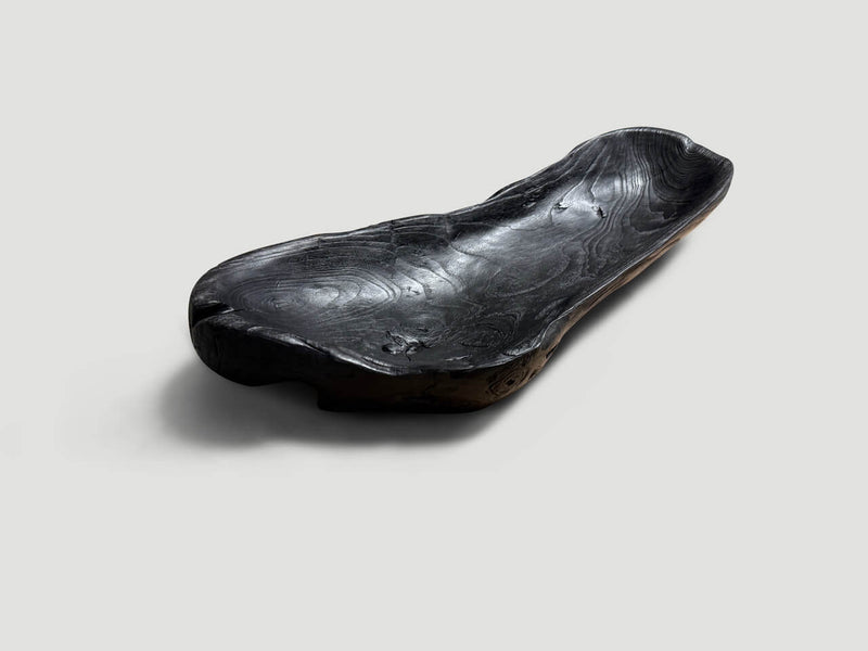 Sculptural Charred Teak Wood Vessel