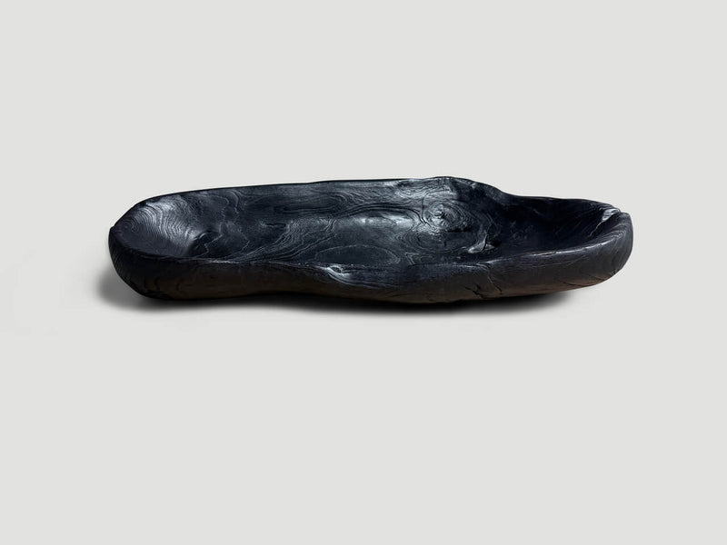 Sculptural Charred Teak Wood Vessel