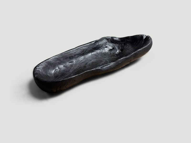 Sculptural Charred Teak Wood Vessel