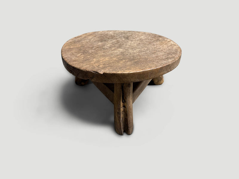 Antique Round Side Table or Stool