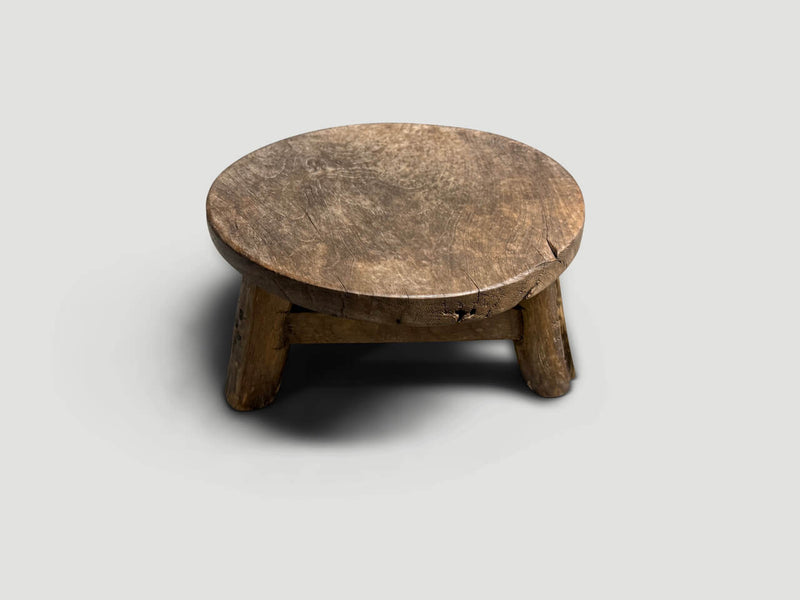 Antique Round Side Table or Stool