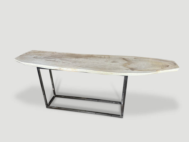 Minimalist Super Smooth Petrified Wood Console Table