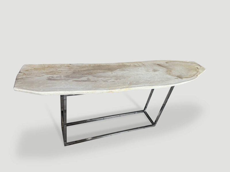 Minimalist Super Smooth Petrified Wood Console Table