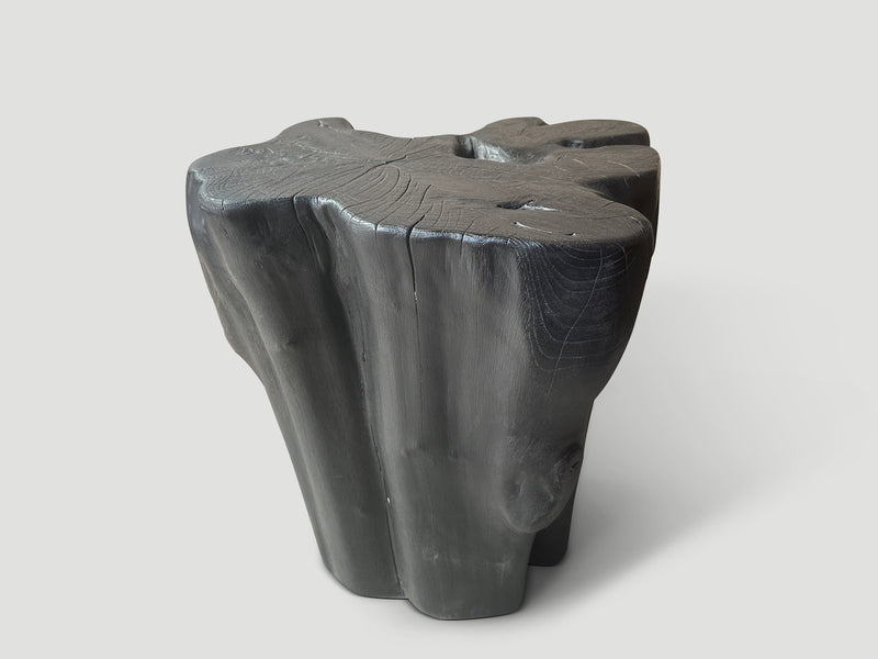 Sculptural Charred Teak Side Table or Pedestal