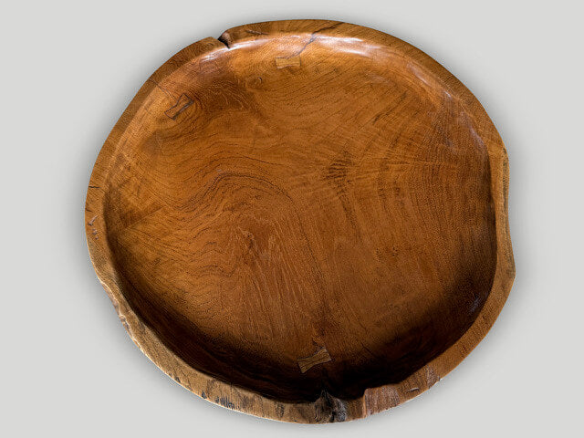 Large Sculptural Teak Tray Style Side Table