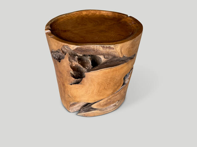 Large Sculptural Teak Tray Style Side Table