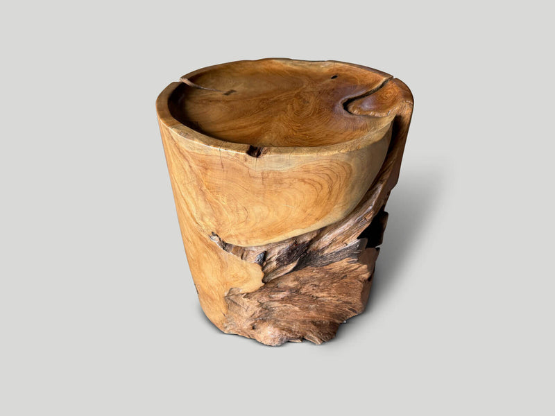 Large Sculptural Teak Wood Tray Side Table