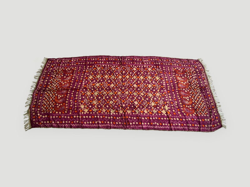 Antique Burnt Orange and Purple Silk Textile