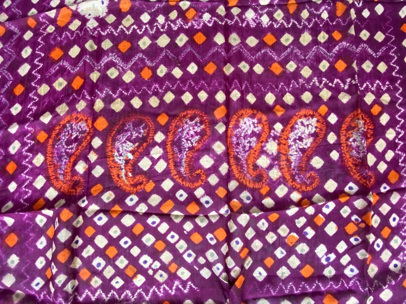 Antique Burnt Orange and Purple Silk Textile