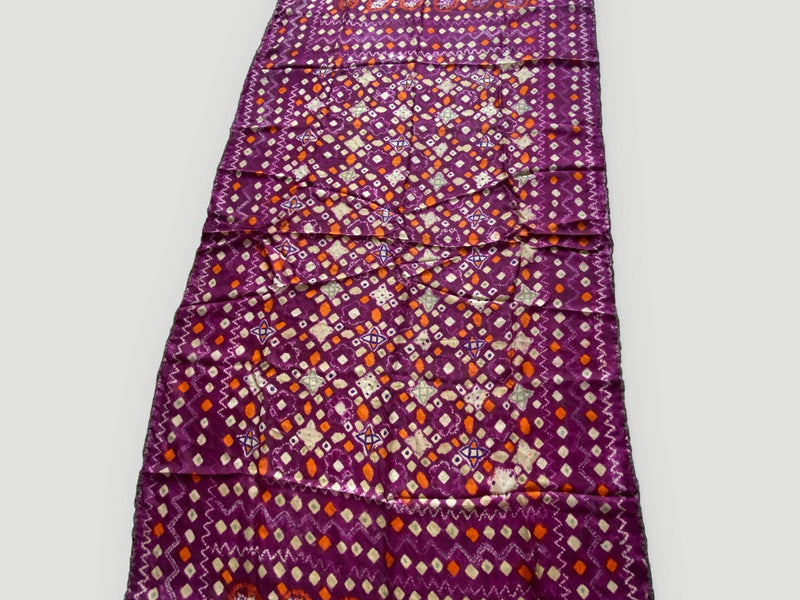 Antique Burnt Orange and Purple Silk Textile
