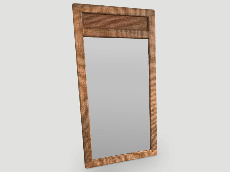 Minimalist Hand Carved Teak Wood Mirror
