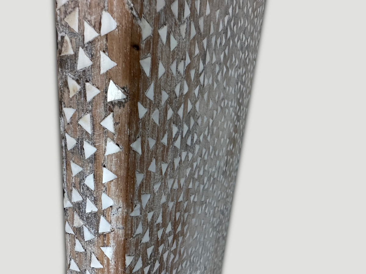 Shell Inlaid Teak Wood Frame Mirror