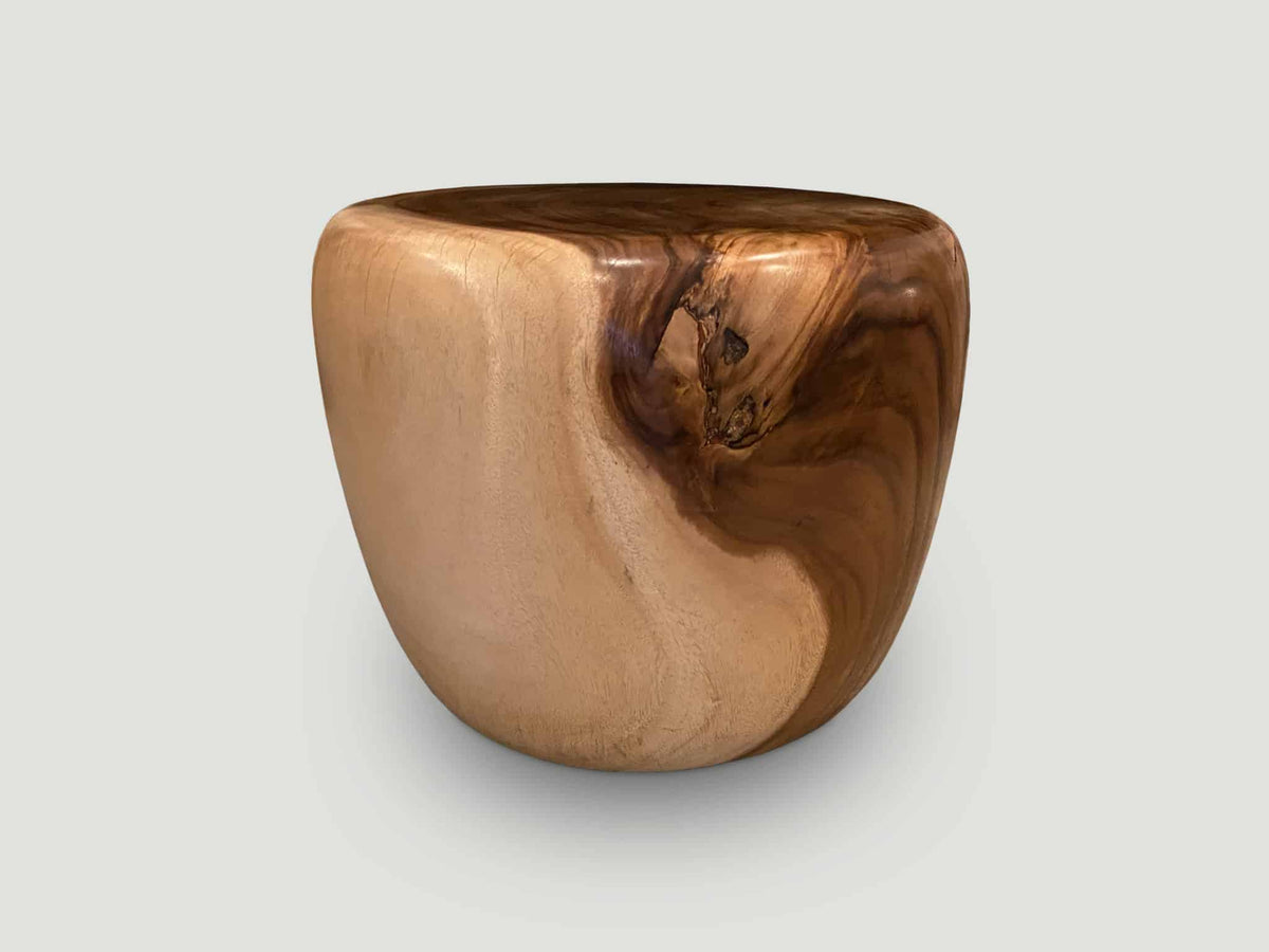Drum Shape Suar Wood Coffee Table or Side Table