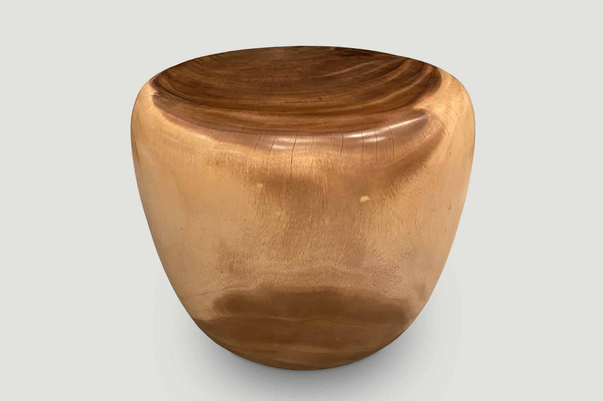 Drum Shape Suar Wood Coffee Table or Side Table