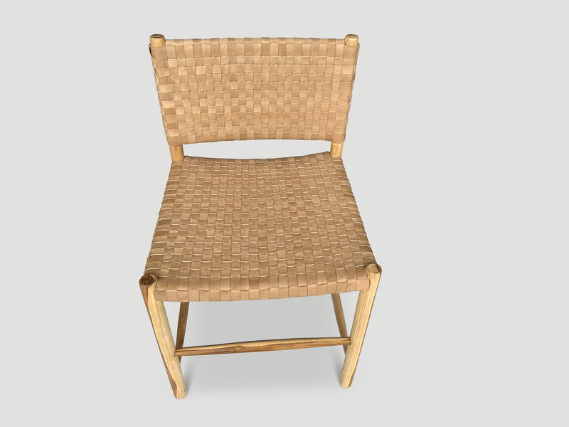 Handwoven Minimalist Leather Chair