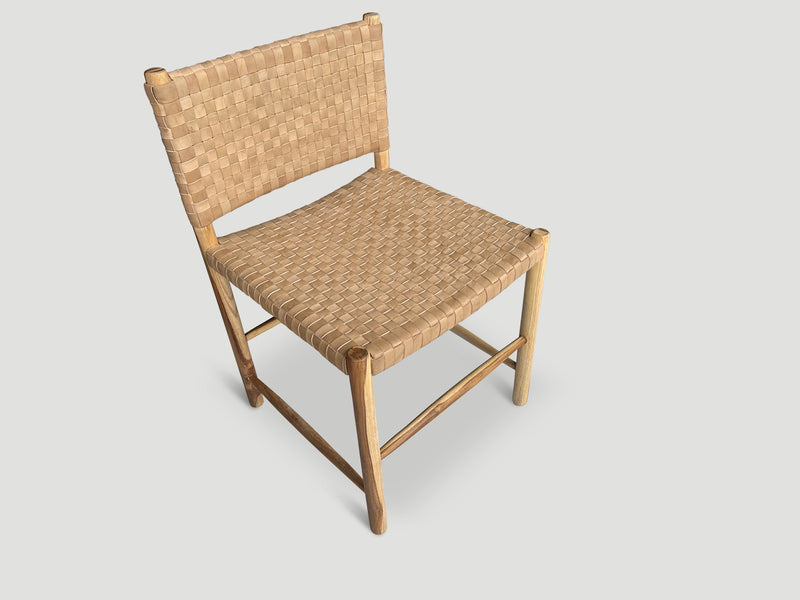 Handwoven Minimalist Leather Chair