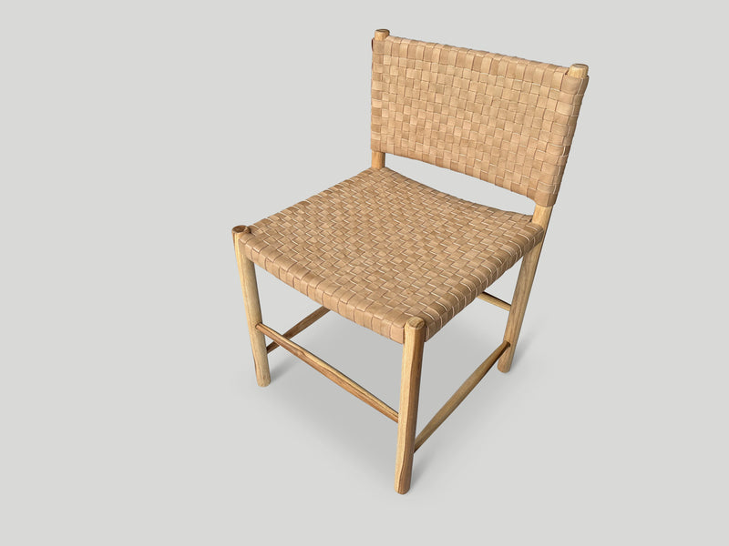 Handwoven Minimalist Leather Chair